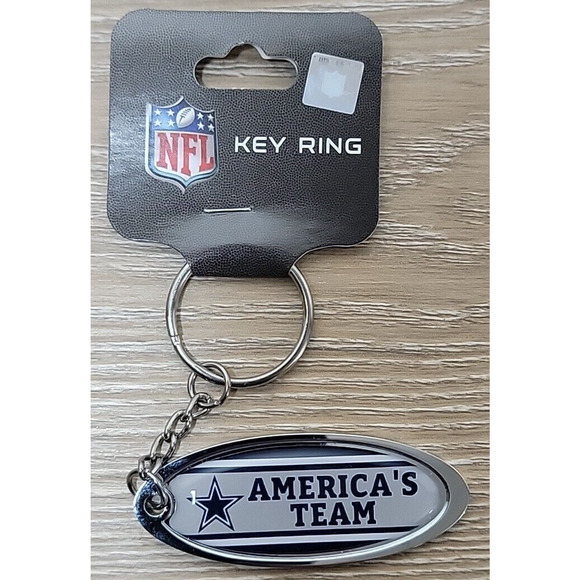 DALLAS COWBOYS AMERICA'S TEAM Long Oval Keychain NEW KEY RING - Picture 4 of 4